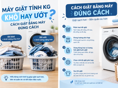 Máy giặt tính kg khô hay ướt ? Cách giặt bằng máy như thế nào là đúng ?