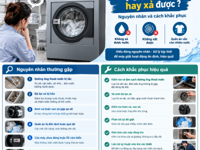 Máy giặt không vắt hay xả được ? Nguyên nhân và cách khắc phục ?